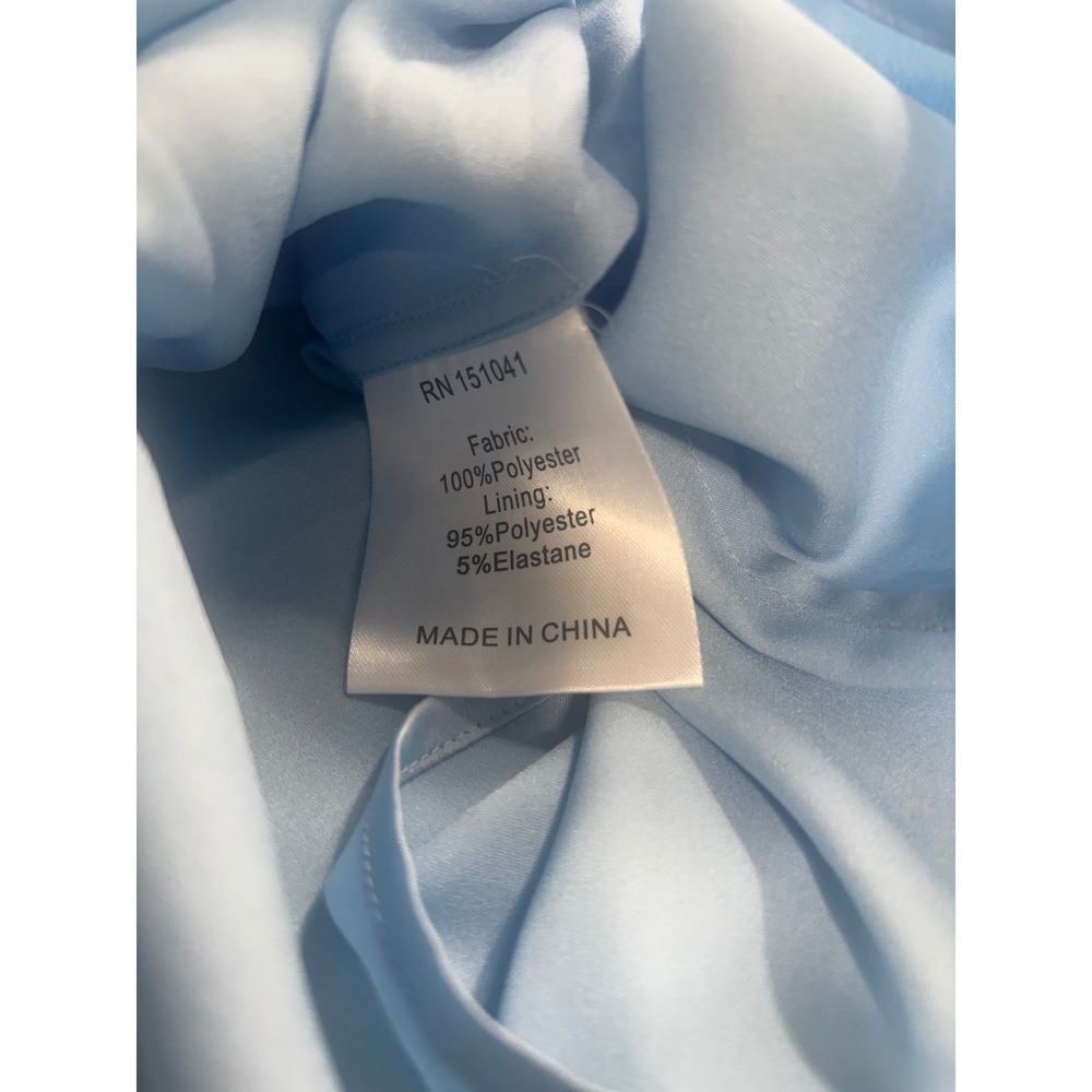 CAARA Melody Light Blue Sheer Organza Maxi Dress Set Ruffle Hem Bow Back XS NEW - Picture 7 of 7